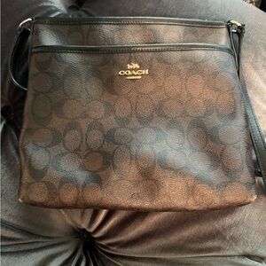 Coach Brown Signature Crossbody Bag with Adjustable Strap